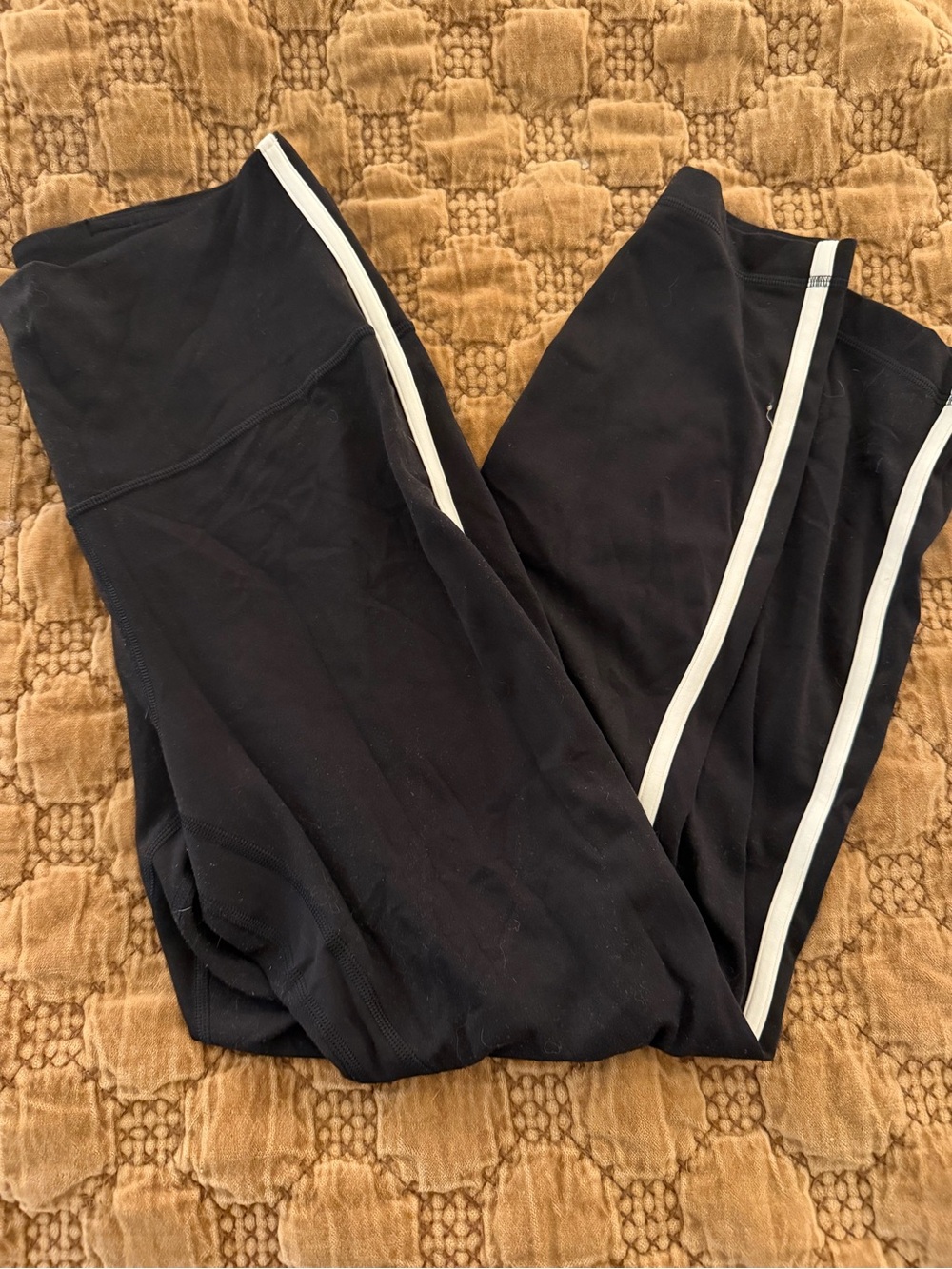 Lululemon Black align Leggings with White Side Stripe
